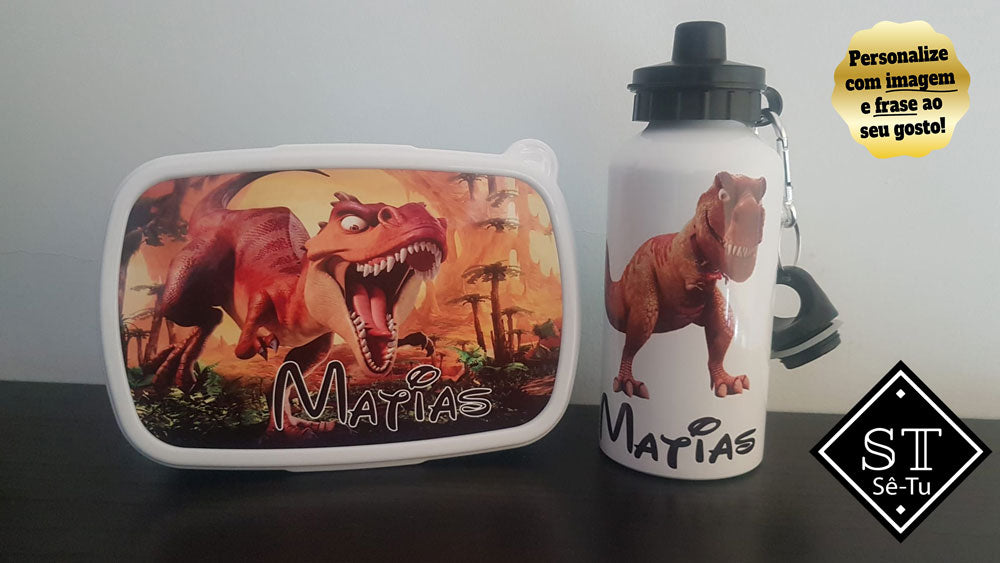 Fiambreira + Garrafa Tema Dinossauro